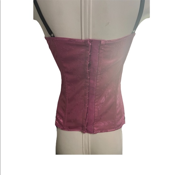 FREDRICKS OF HOLLYWOOD Pink Brocade Black Bra Bustier Corset - Picture 2 of 6
